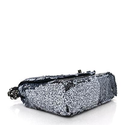 Chanel Sequin CC Logo Small Single Flap White Black 4 of 8