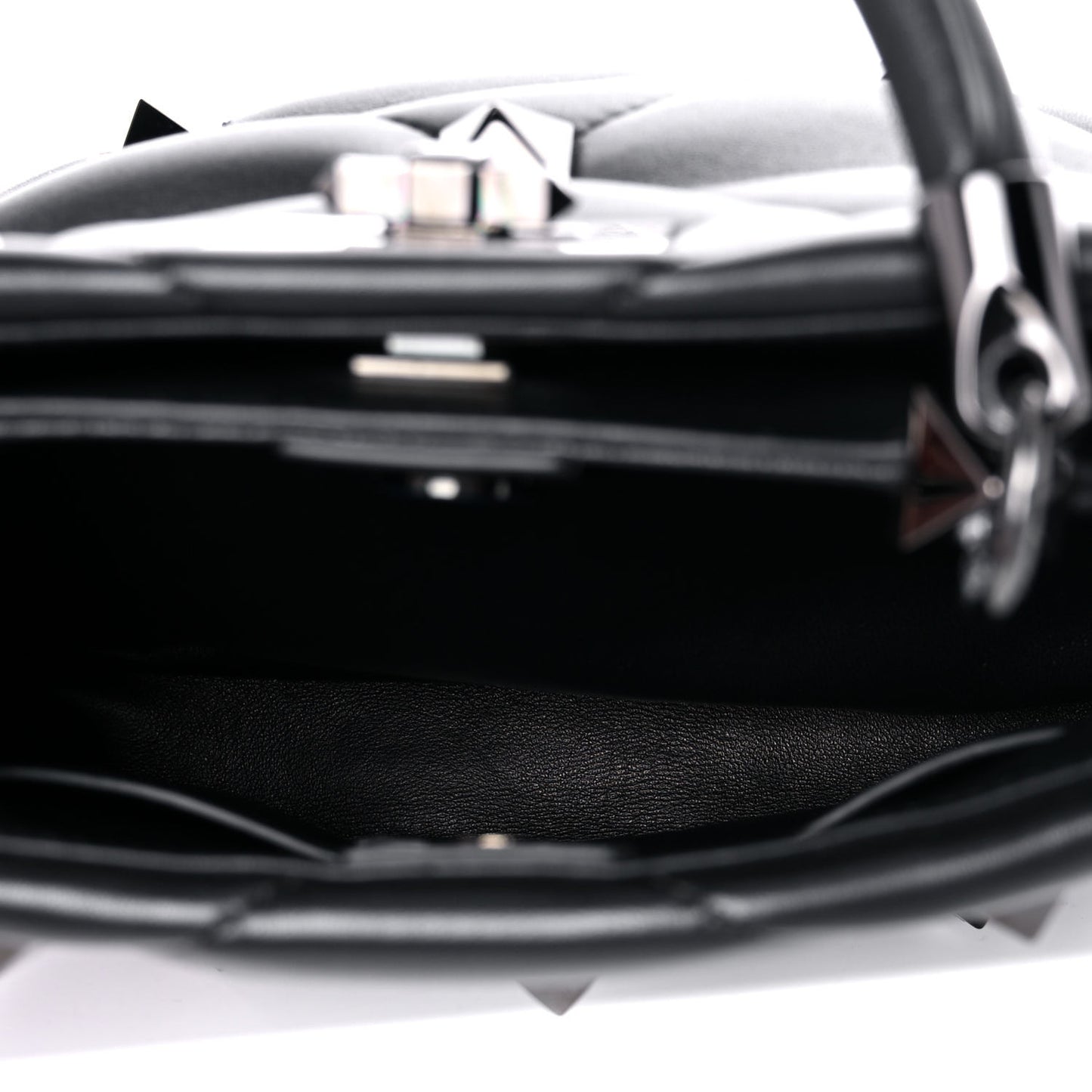 Nappa Monochrome Small Roman Stud The Handle Bag Black