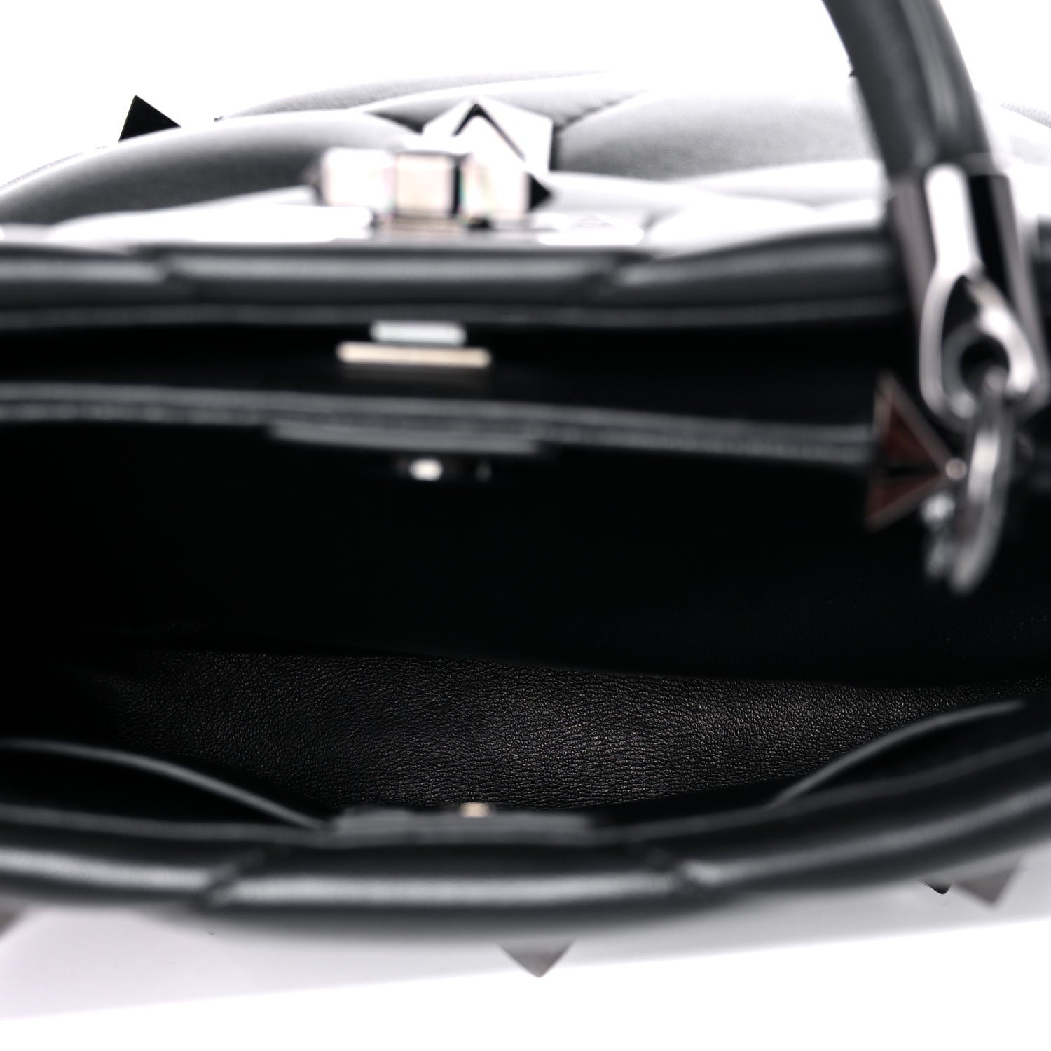 Valentino Garavani Nappa Monochrome Small Roman Stud The Handle Bag Black 6 of 11
