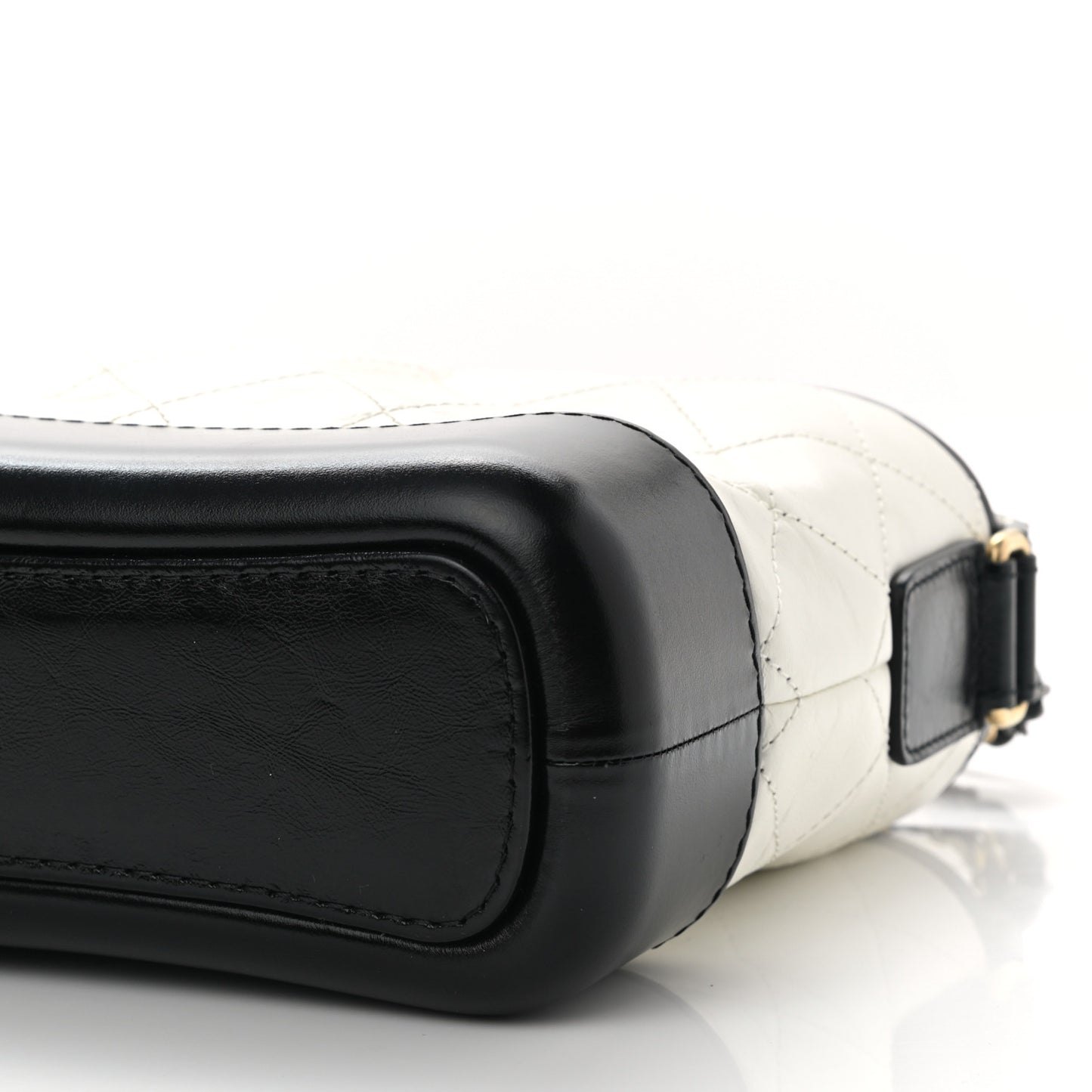 Aged Calfskin Quilted Small Gabrielle Hobo Black White
