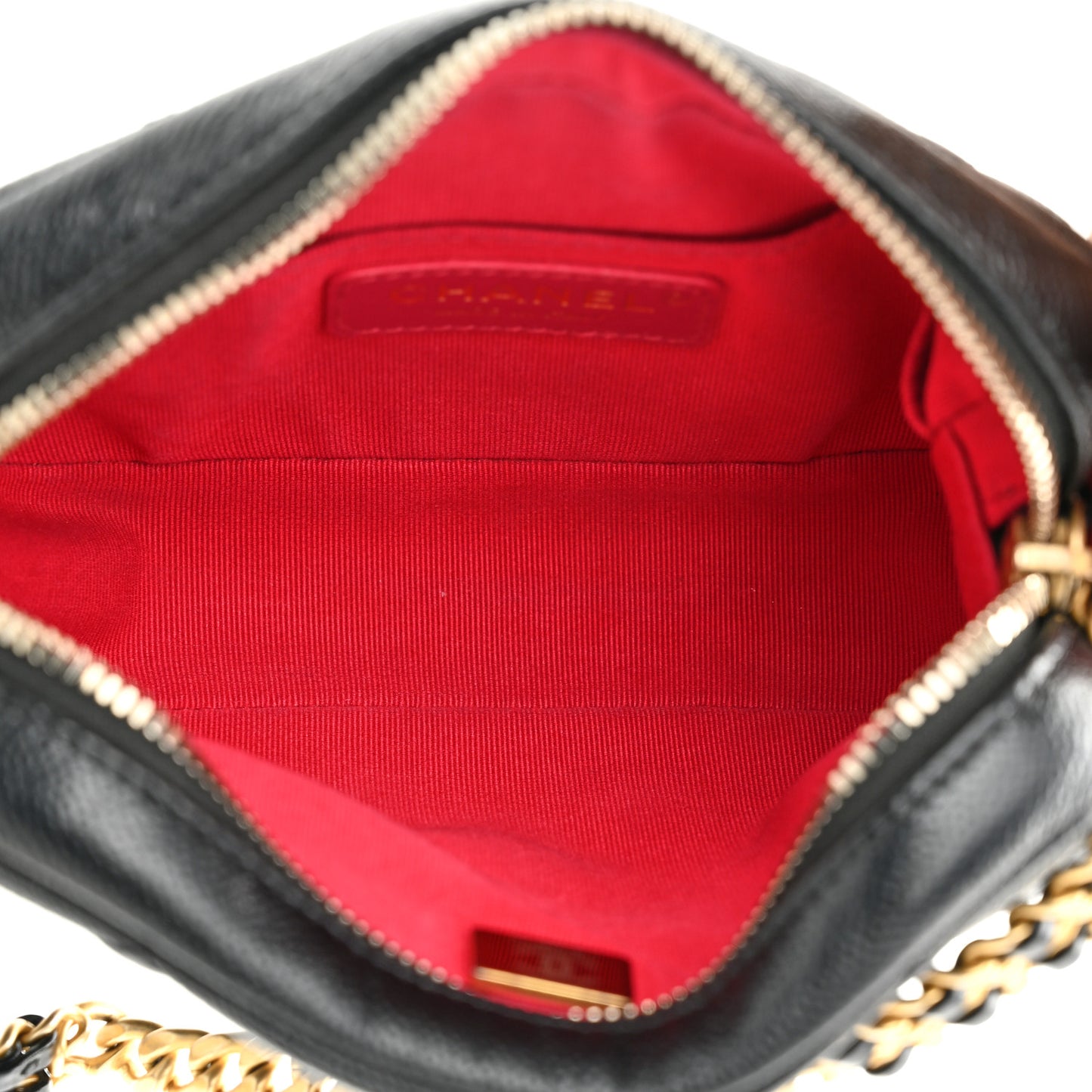 Shiny Caviar Quilted Chain Melody Camera Bag Black