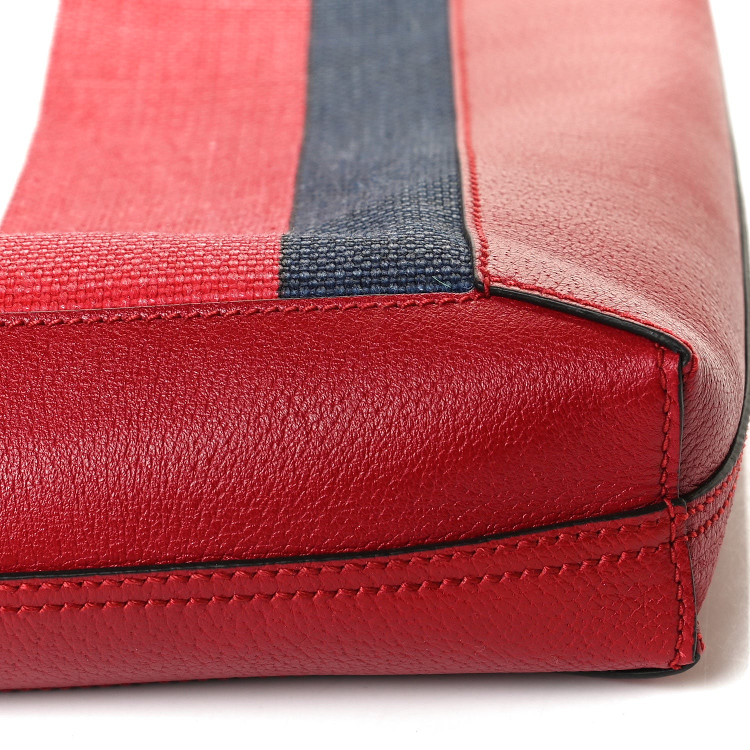 Gucci Canvas Calfskin Sylvie Stripe Logo Mens Tote Red White Blue 14 of 14