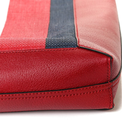 Gucci Canvas Calfskin Sylvie Stripe Logo Mens Tote Red White Blue 14 of 14