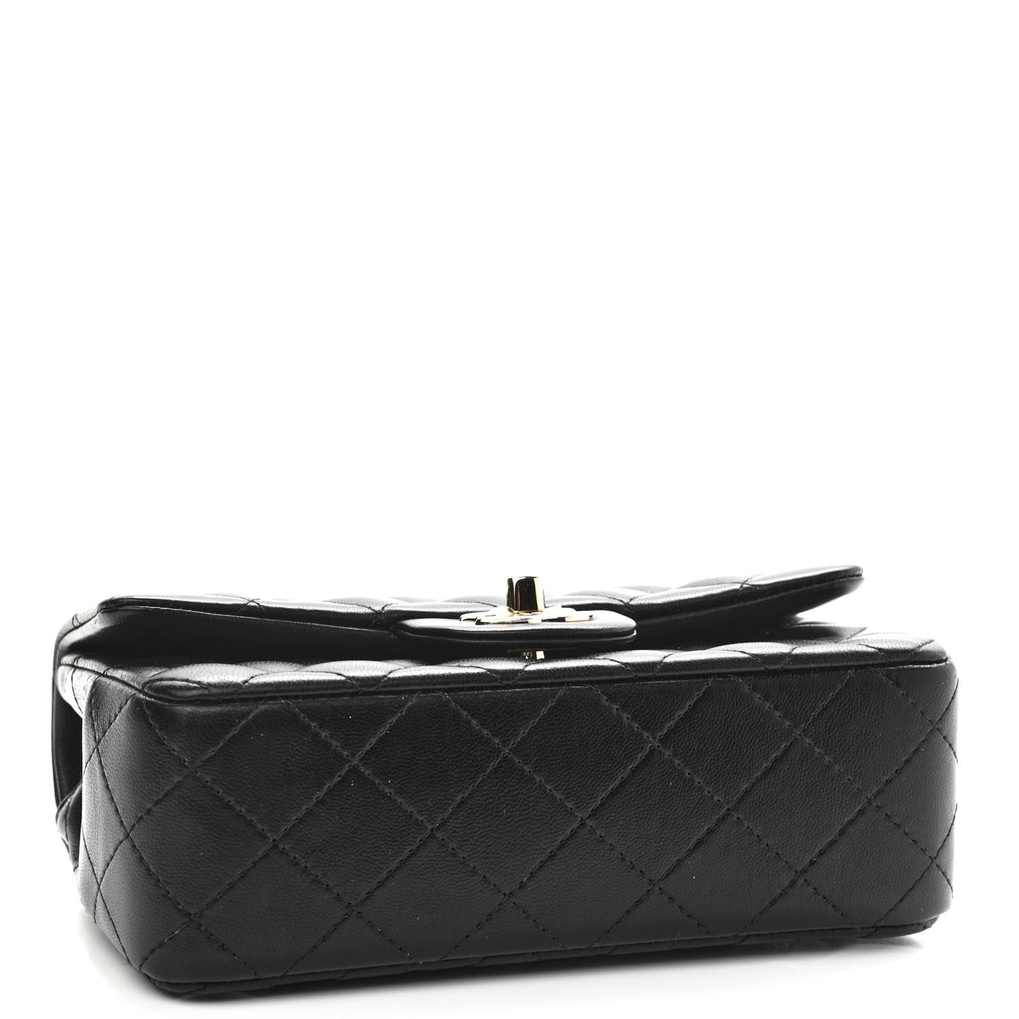 Lambskin Quilted Mini Rectangular Flap Black