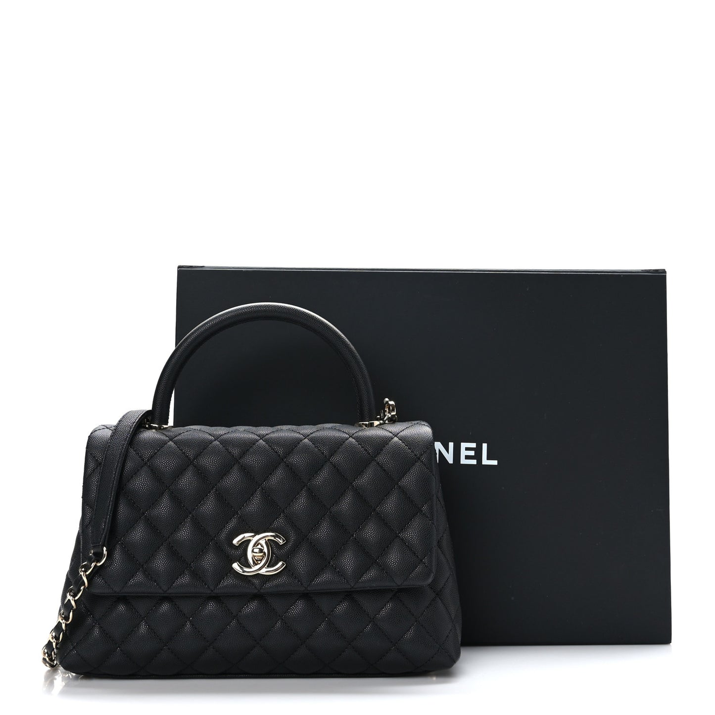 Caviar Quilted Small Coco Handle Flap Black