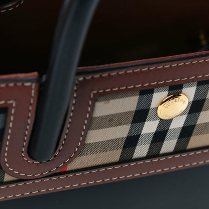 Burberry Calfskin Vintage Check Mini Two Handle Title Bag Black 7 of 11