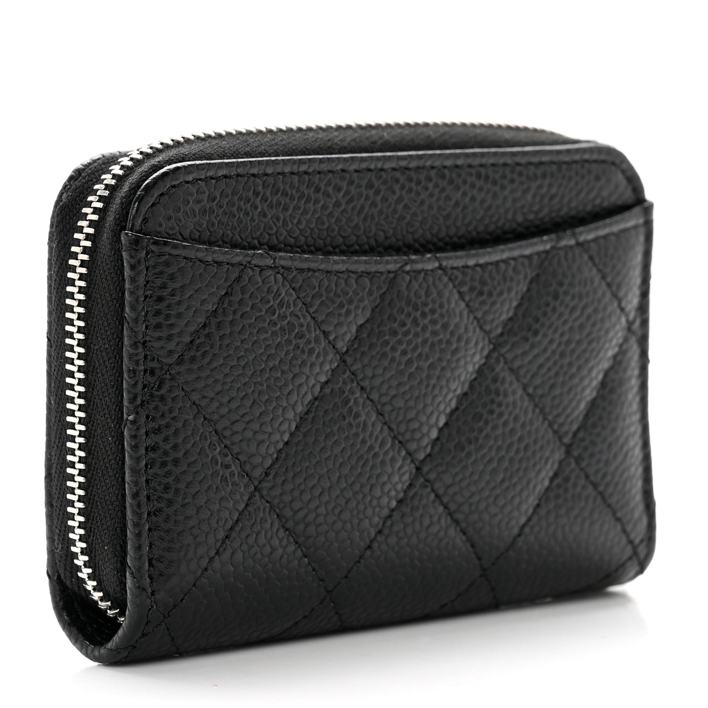Caviar Quilted Zip Coin Purse Black