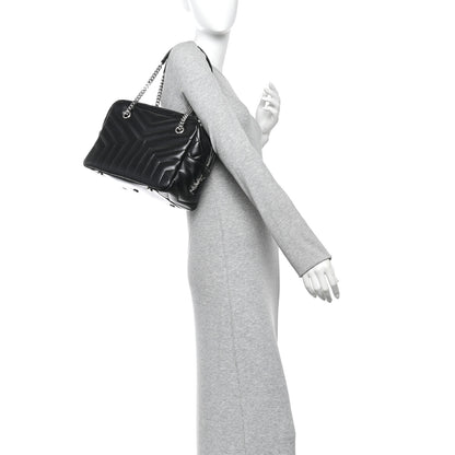 Saint Laurent Calfskin Y Quilted Monogram Medium Loulou Bowling Bag Black 2 of 10