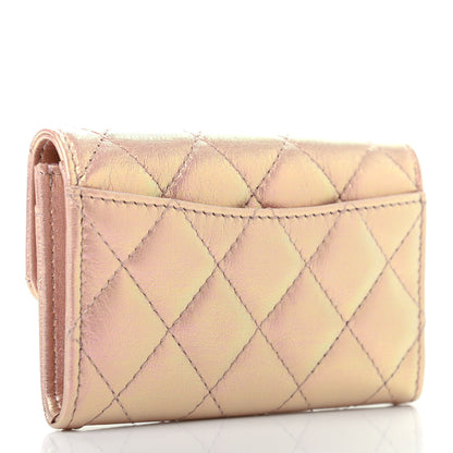 Chanel Iridescent Calfskin Quilted Flap Card Holder Wallet Pink 3 of 8