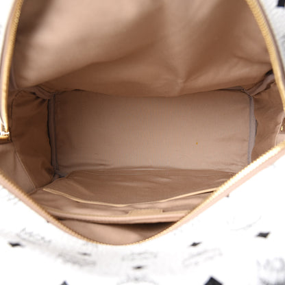 MCM Metallic Visetos Striped Medium Stark Backpack White Beige 5 of 15