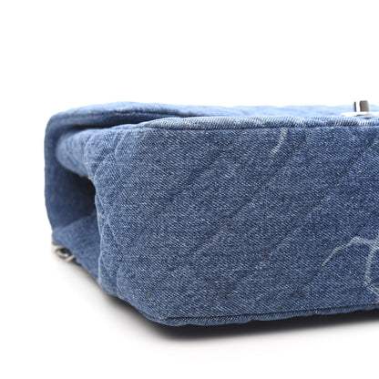 Chanel Denim Quilted CC Print Jumbo Single Flap Blue 8 of 11