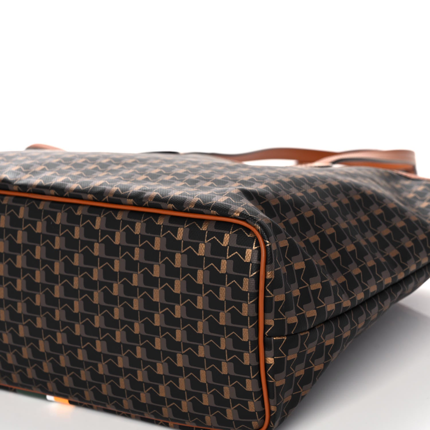 Moynat Grained Calfskin Canvas 1920 Oh! Tote Ruban MM Carbon Bronze Cognac 8 of 14