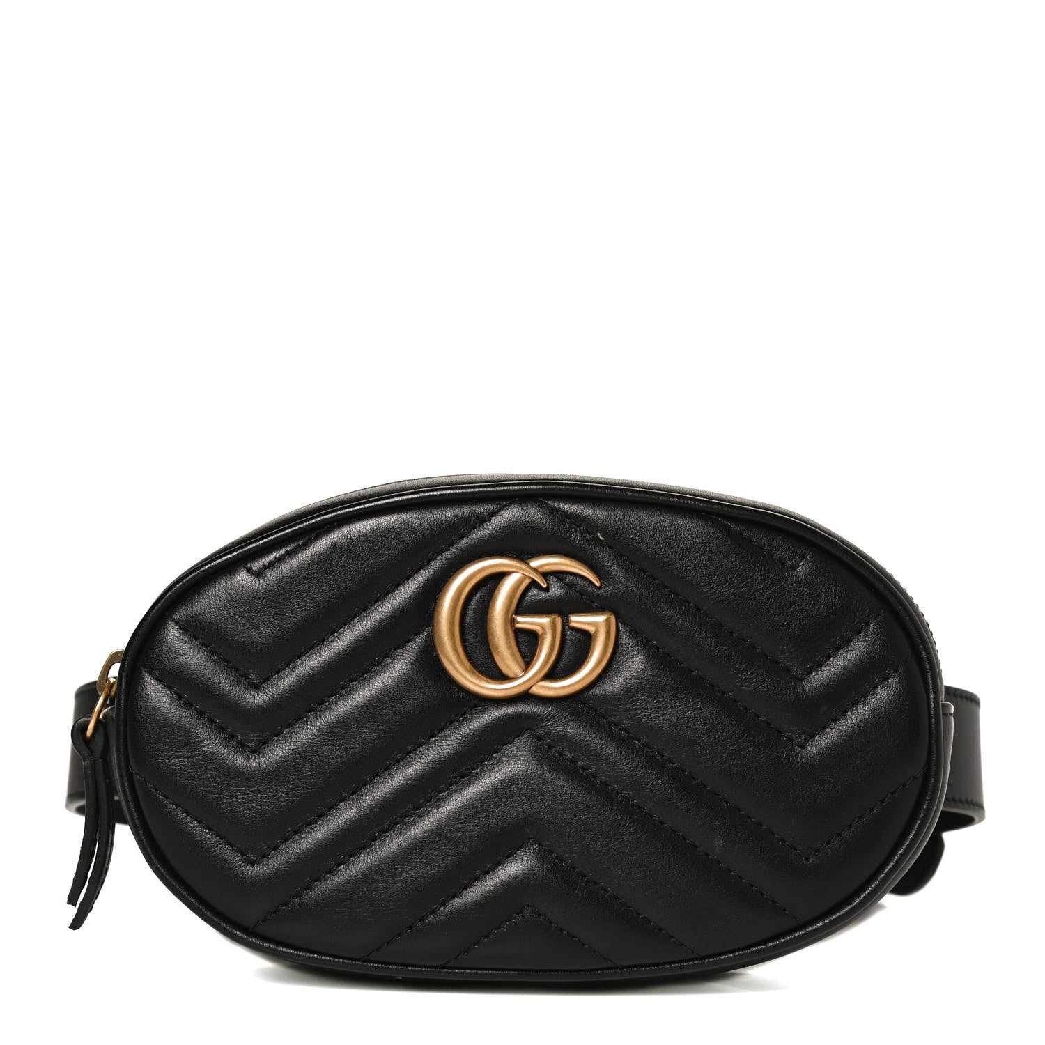 Gucci Calfskin Matelasse GG Marmont Belt Bag 95 38 Black 1 of 12