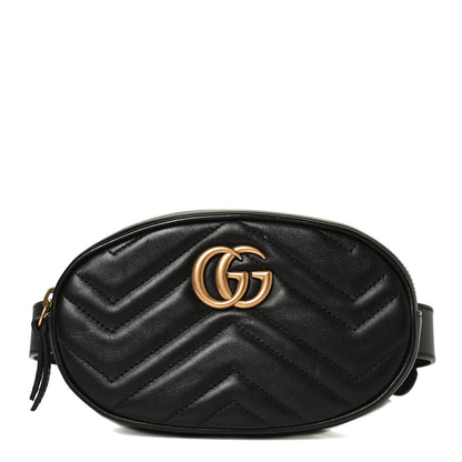 Gucci Calfskin Matelasse GG Marmont Belt Bag 95 38 Black 1 of 12