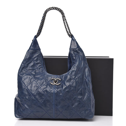 Chanel Aged Calfskin Quilted Coco Supple Hobo Blue 14 of 14
