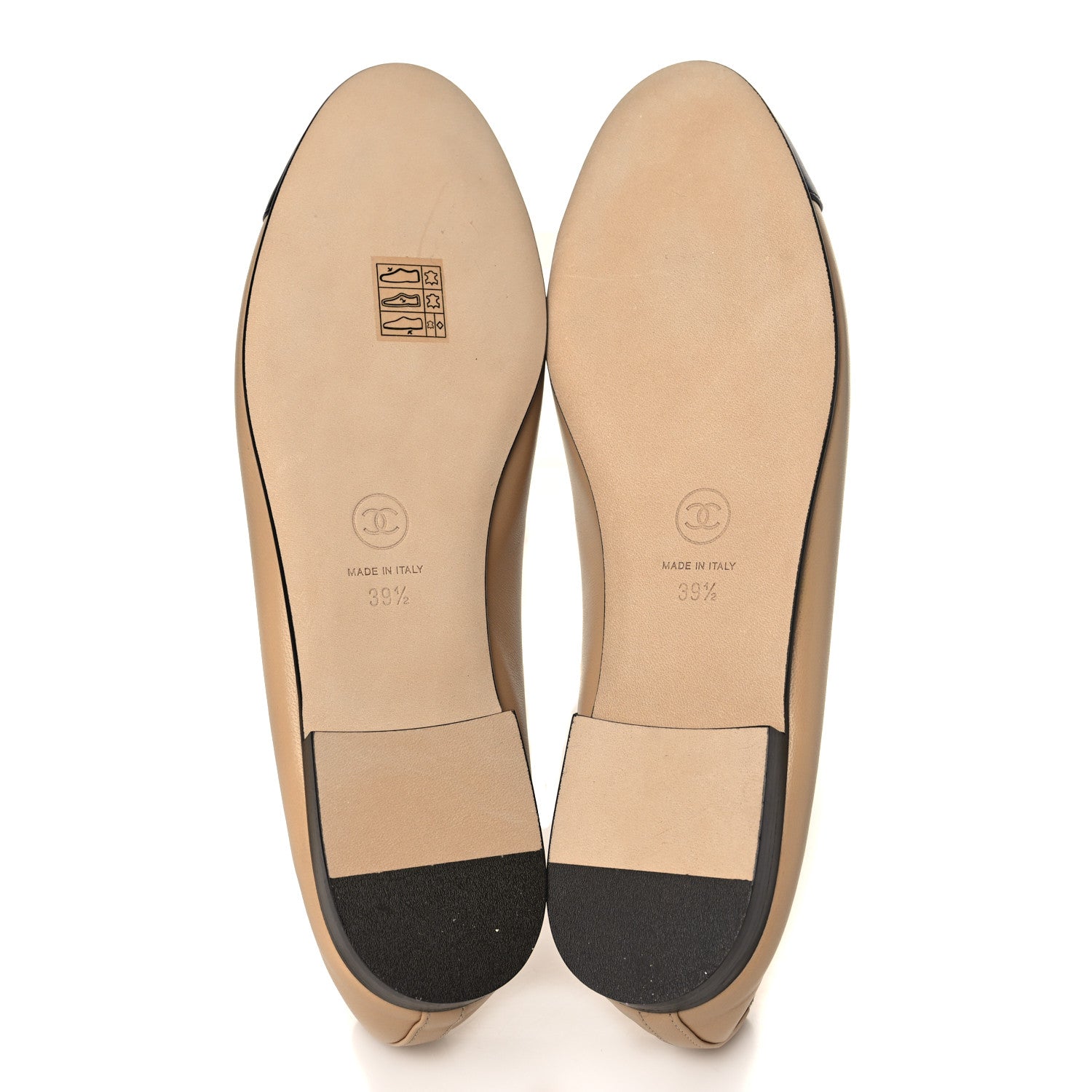 Chanel Lambskin Cap Toe Ballerina Flats 39.5 Beige Black 5 of 9
