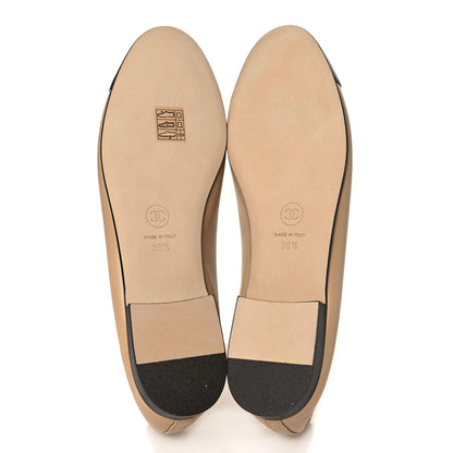 Chanel Lambskin Cap Toe Ballerina Flats 39.5 Beige Black 5 of 9