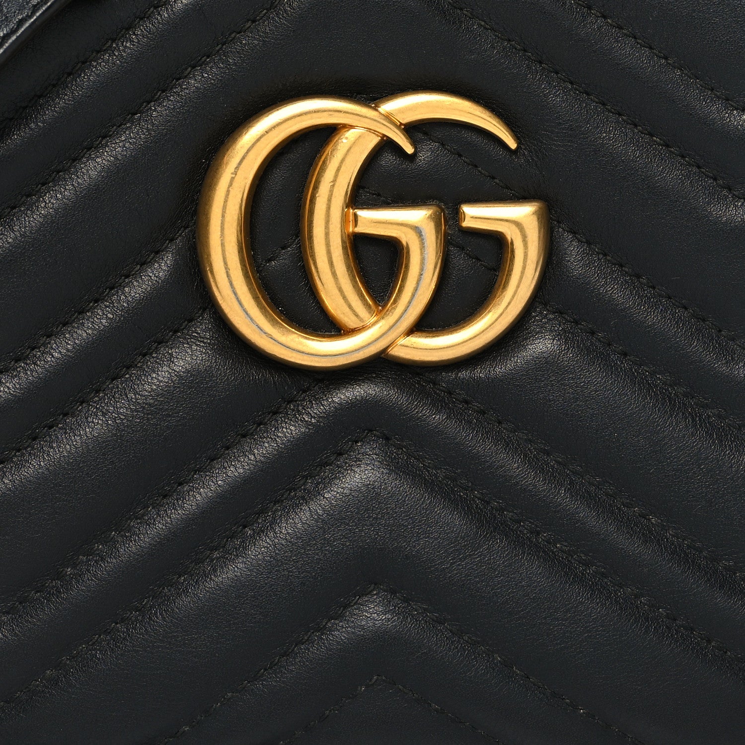 Gucci Calfskin Matelasse Small GG Marmont Chain Shoulder Bag Black 8 of 10