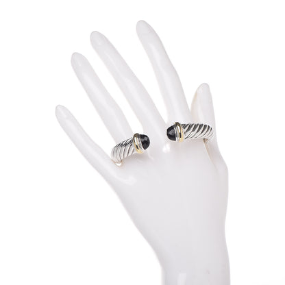 David Yurman Sterling Silver 18K Yellow Gold Black Onyx 10mm Waverly Bracelet 2 of 4