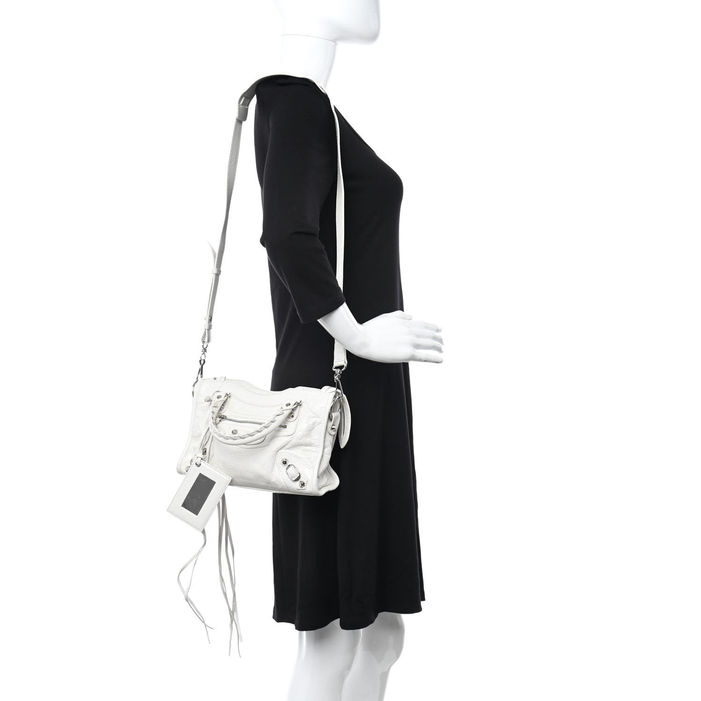 Agneau Classic Silver Hardware Mini City Beige White