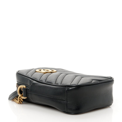 Gucci Calfskin Matelasse Mini GG Marmont Crossbody Bag Black 4 of 11