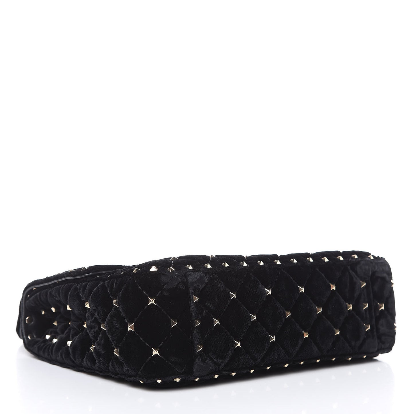 Velvet Medium Rockstud Spike Shoulder Bag Black