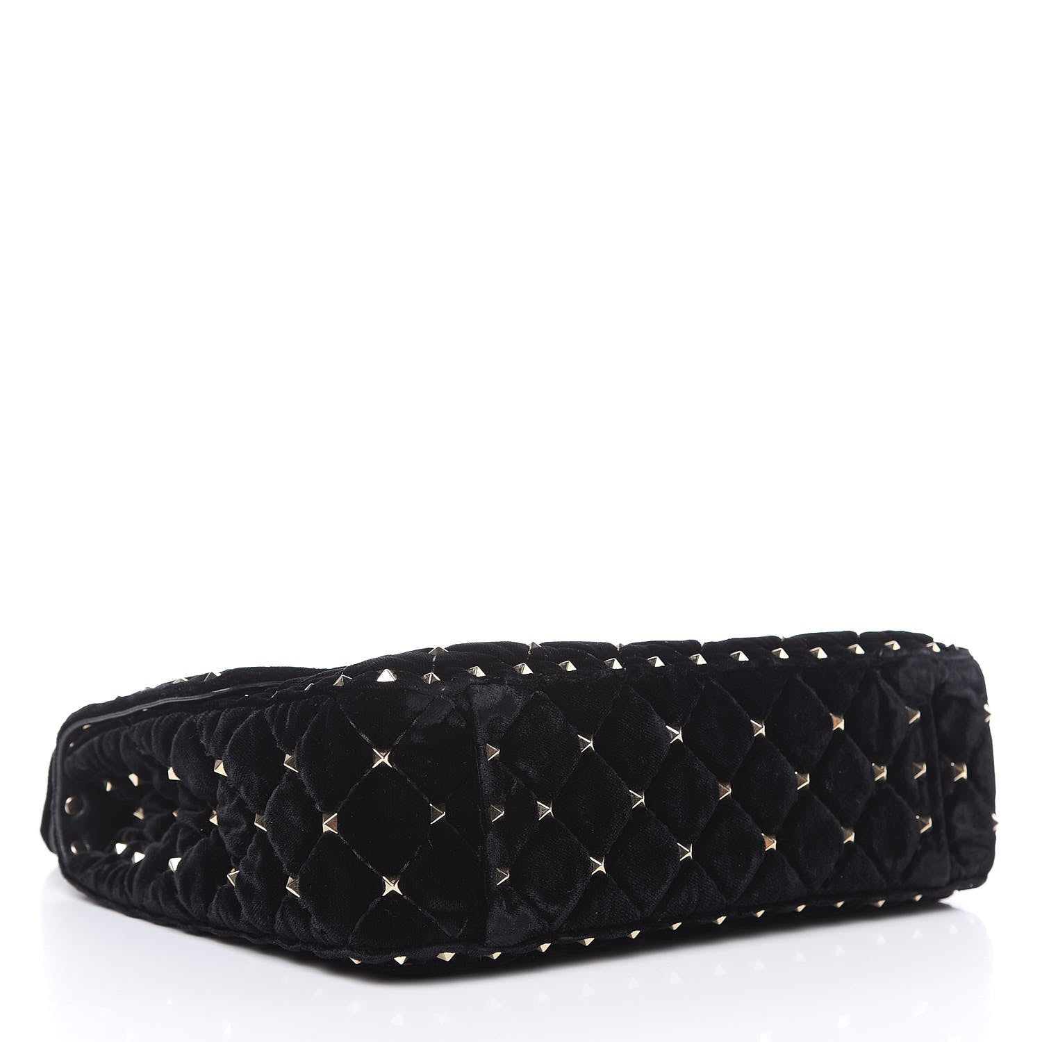 Valentino Garavani Velvet Medium Rockstud Spike Shoulder Bag Black 4 of 10