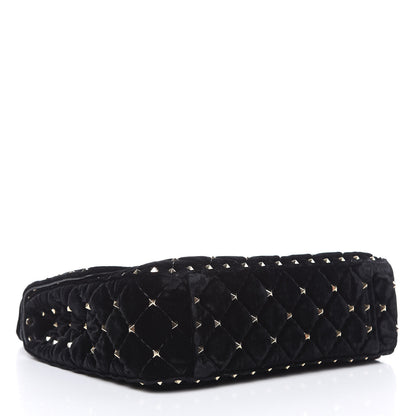 Valentino Garavani Velvet Medium Rockstud Spike Shoulder Bag Black 4 of 10