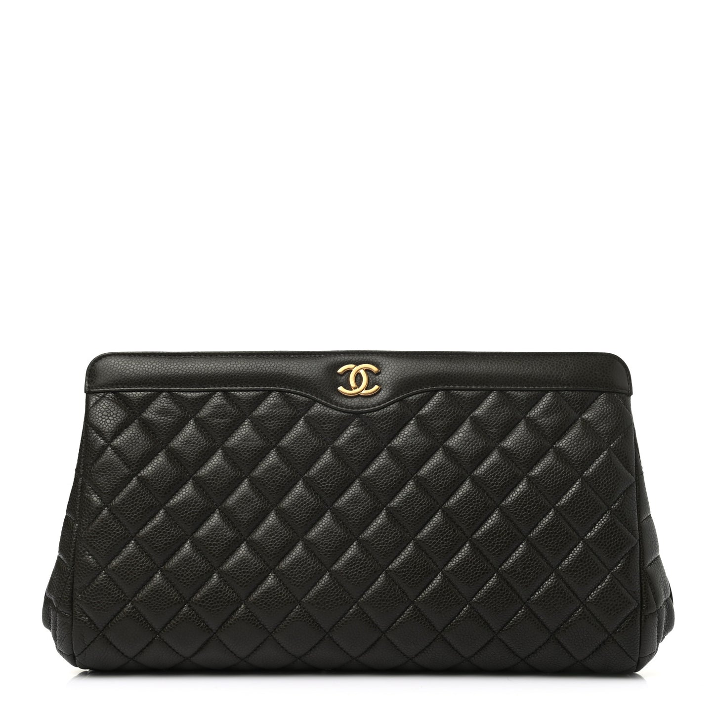Caviar Quilted Clutch Dark Khaki