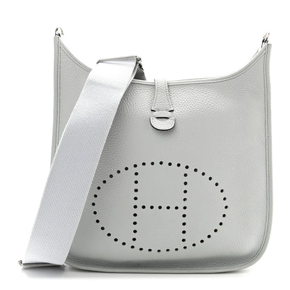 Hermes Taurillon Clemence Evelyne III PM Bleu Pale 1 of 10