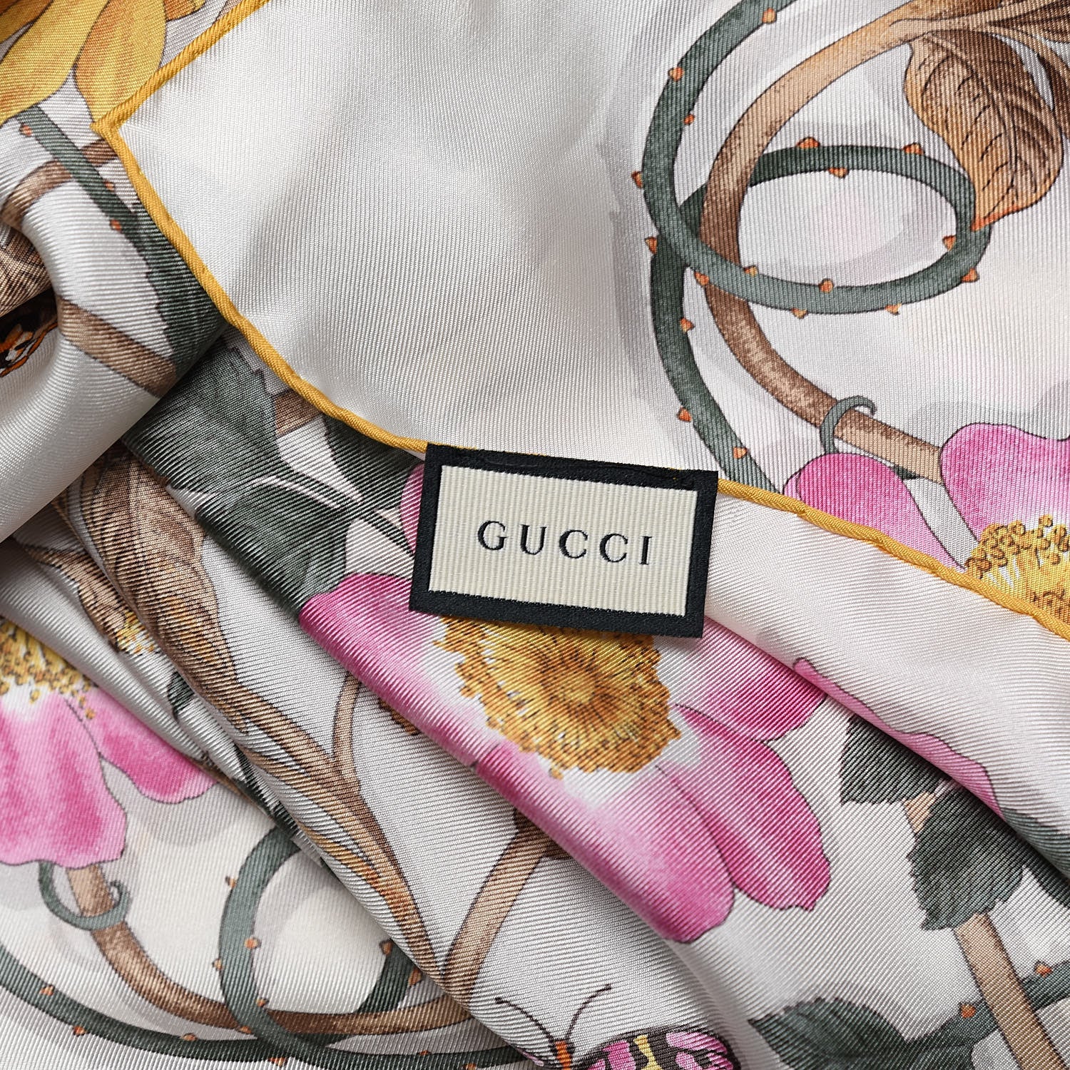 Gucci Silk Twill Flowerwebby Square Scarf White 4 of 4