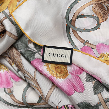 Gucci Silk Twill Flowerwebby Square Scarf White 4 of 4