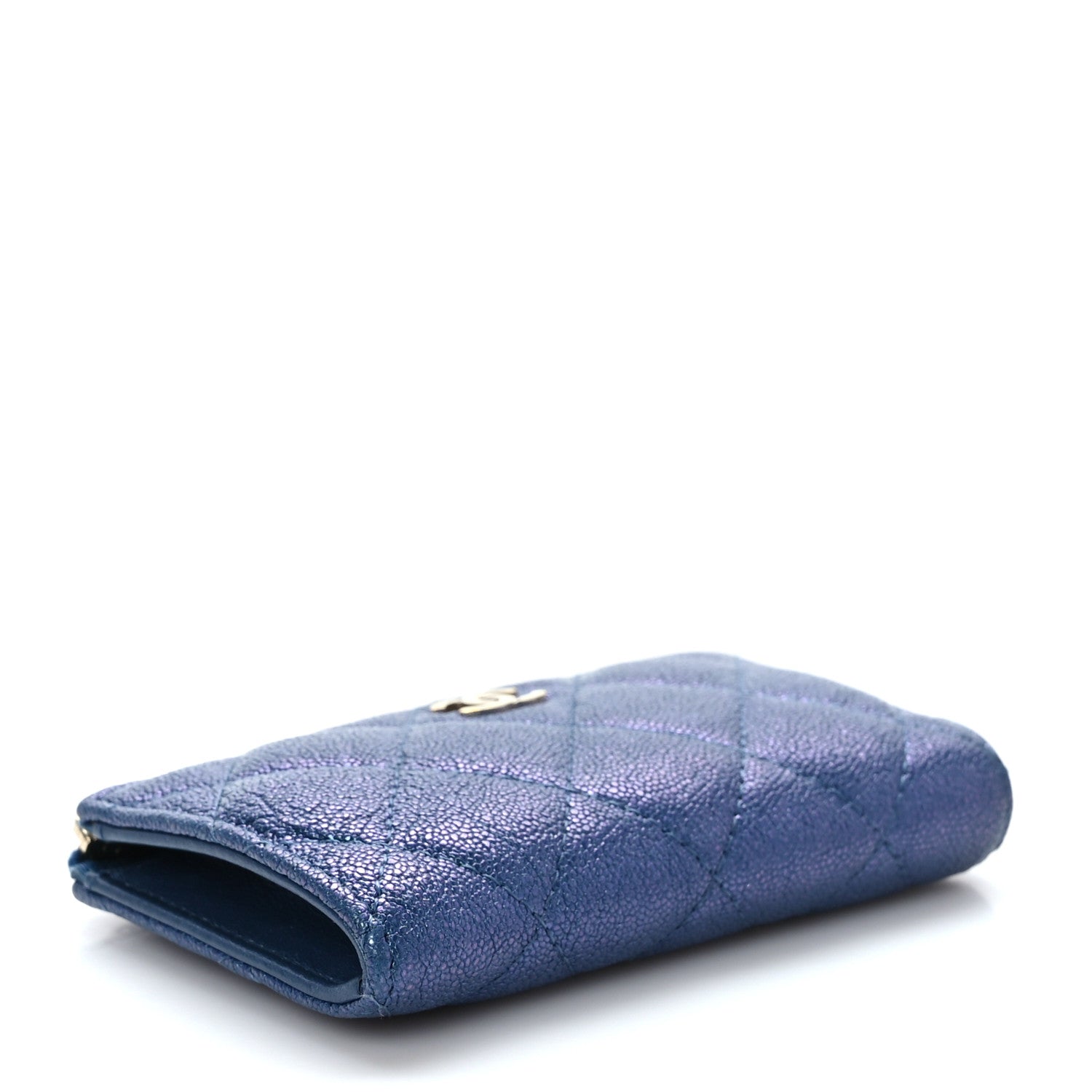 Chanel Iridescent Caviar Quilted Zipped Key Holder Case Dark Blue 4 of 8