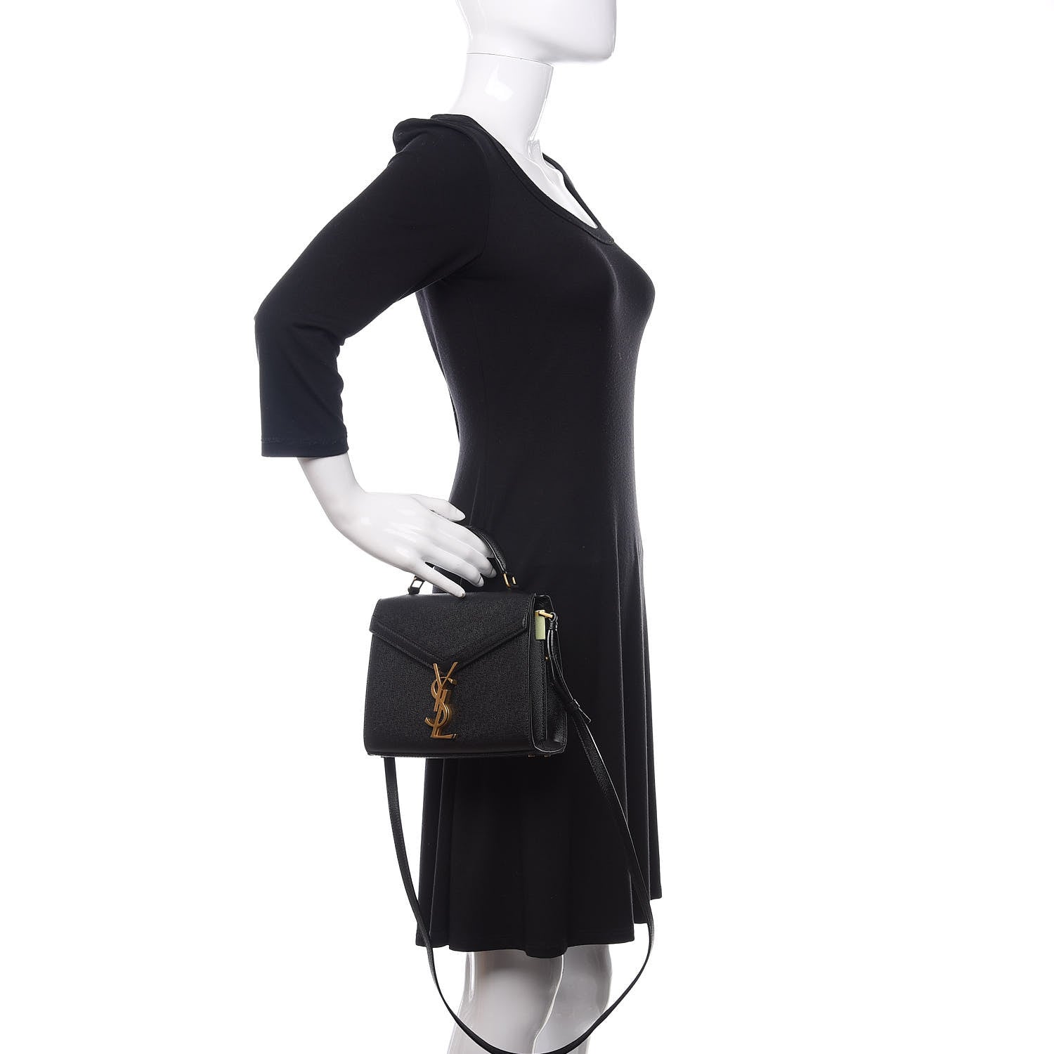 Saint Laurent Grain de Poudre Mini Classic Monogram Cassandra Top Handle Black Rouge Legion 3 of 10