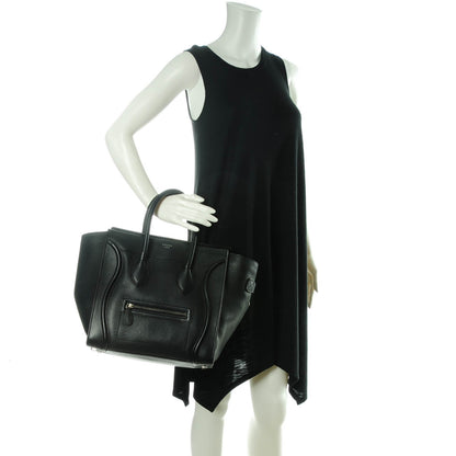 Celine Drummed Calfskin Mini Luggage Black 2 of 8