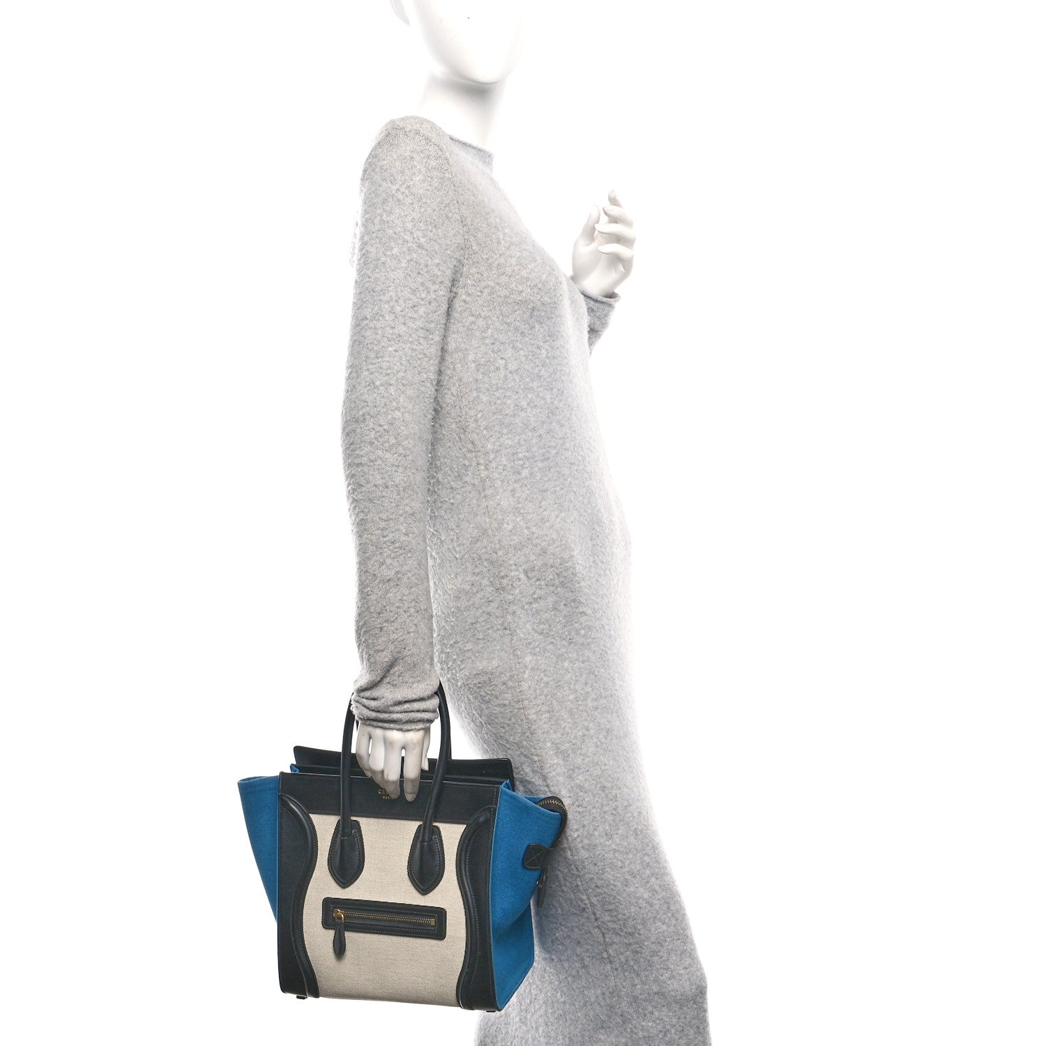 Celine Canvas Smooth Calfskin Micro Tri-Color Luggage Royal 2 of 9