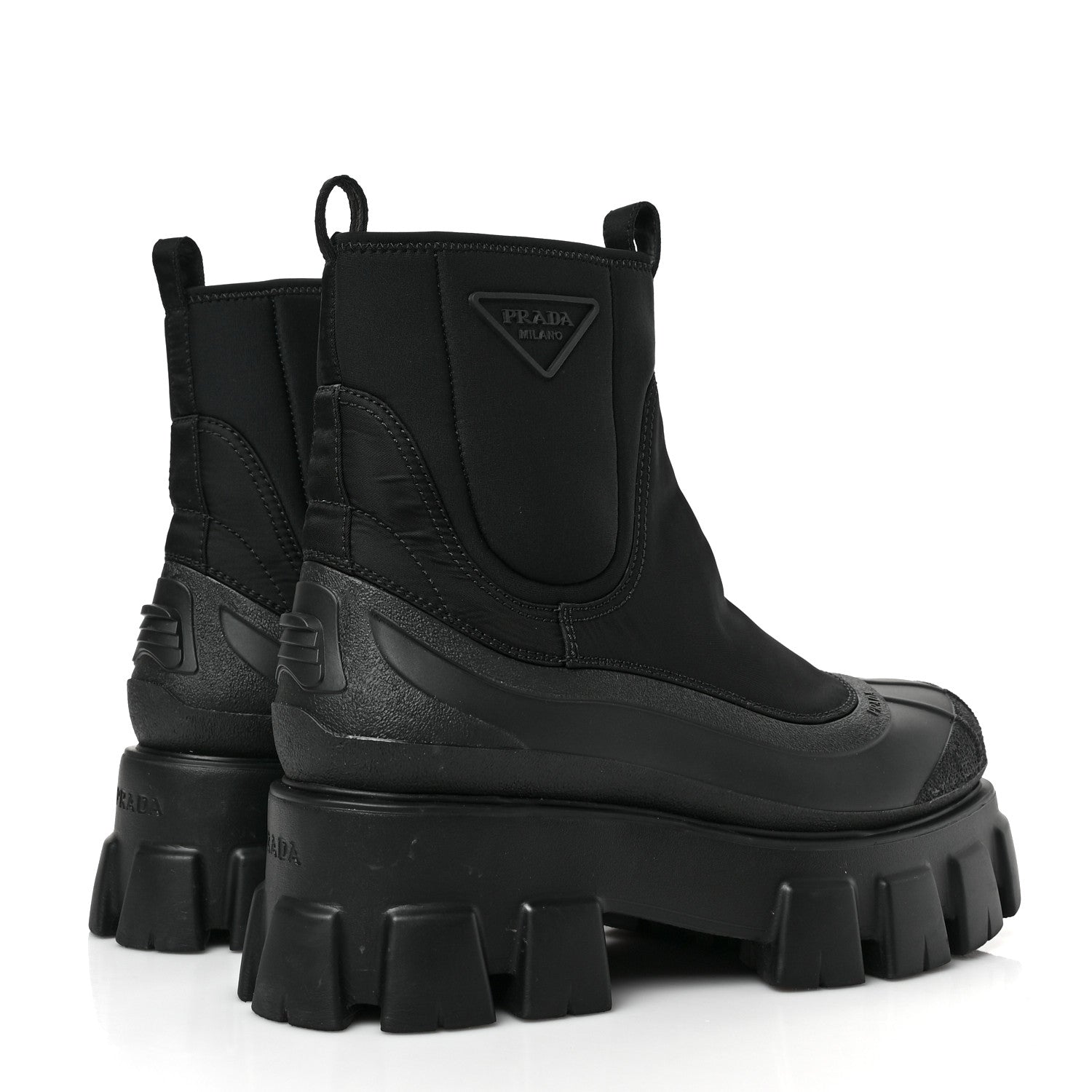 Prada Re-Nylon Gabardine Rubber Triangle Logo Womens Monolith 55mm Ankle Boots 40.5 Black 4 of 7