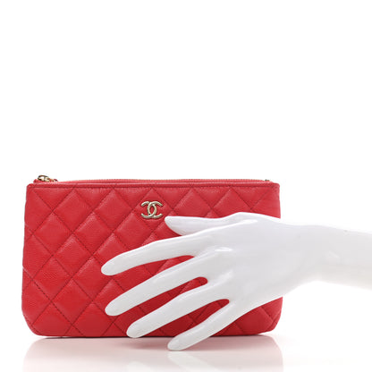 Chanel Shiny Caviar Quilted Cosmetic Case Red 3 of 19