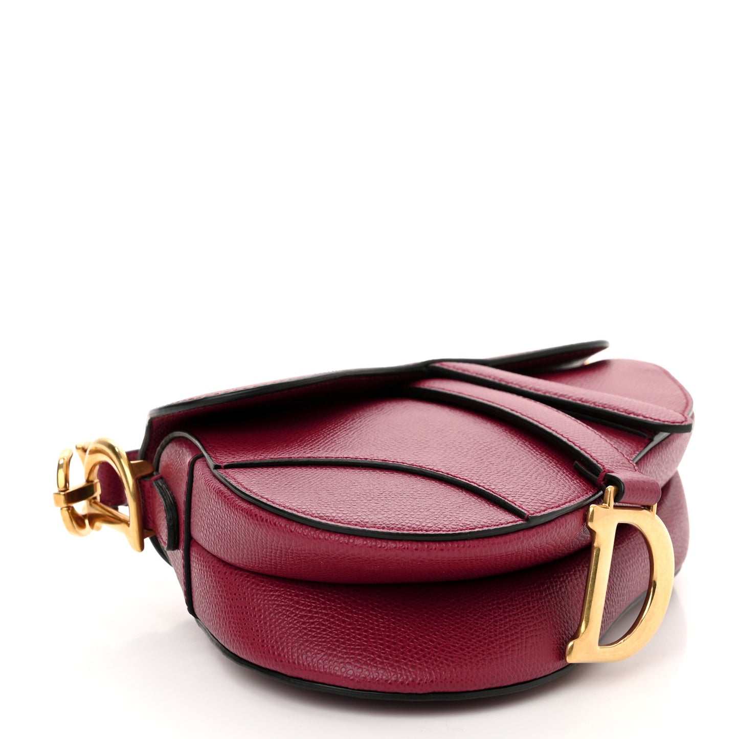 Grained Calfskin Mini Saddle Bag Red