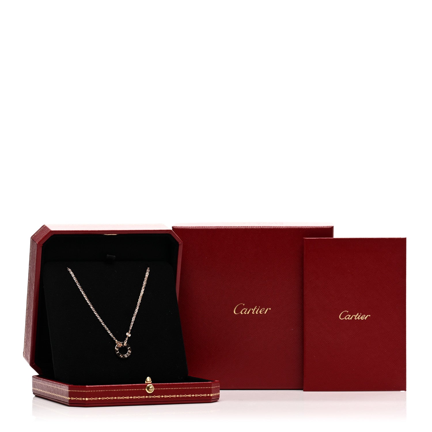 Cartier 18K Pink Gold 2 Diamond LOVE Necklace 5 of 5