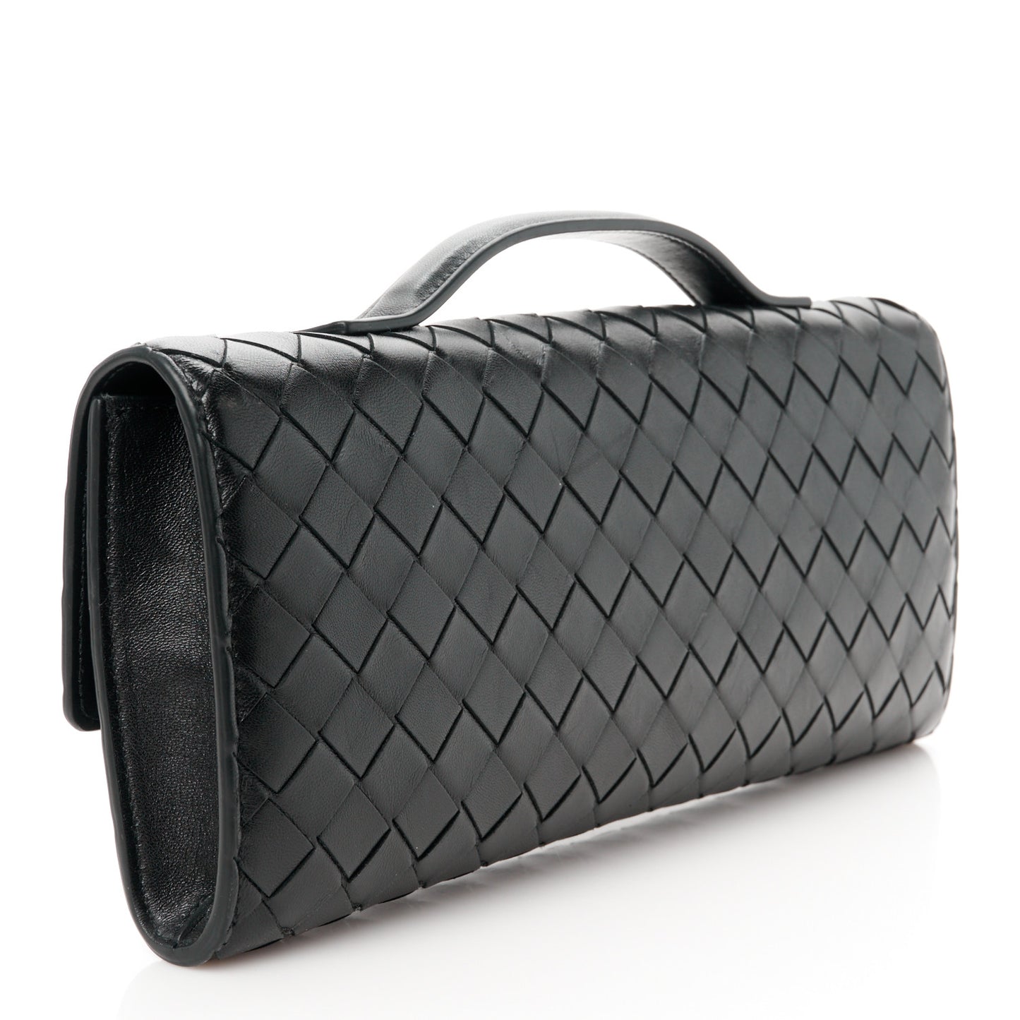 Nappa Intrecciato Long Andiamo Top Handle Clutch Black