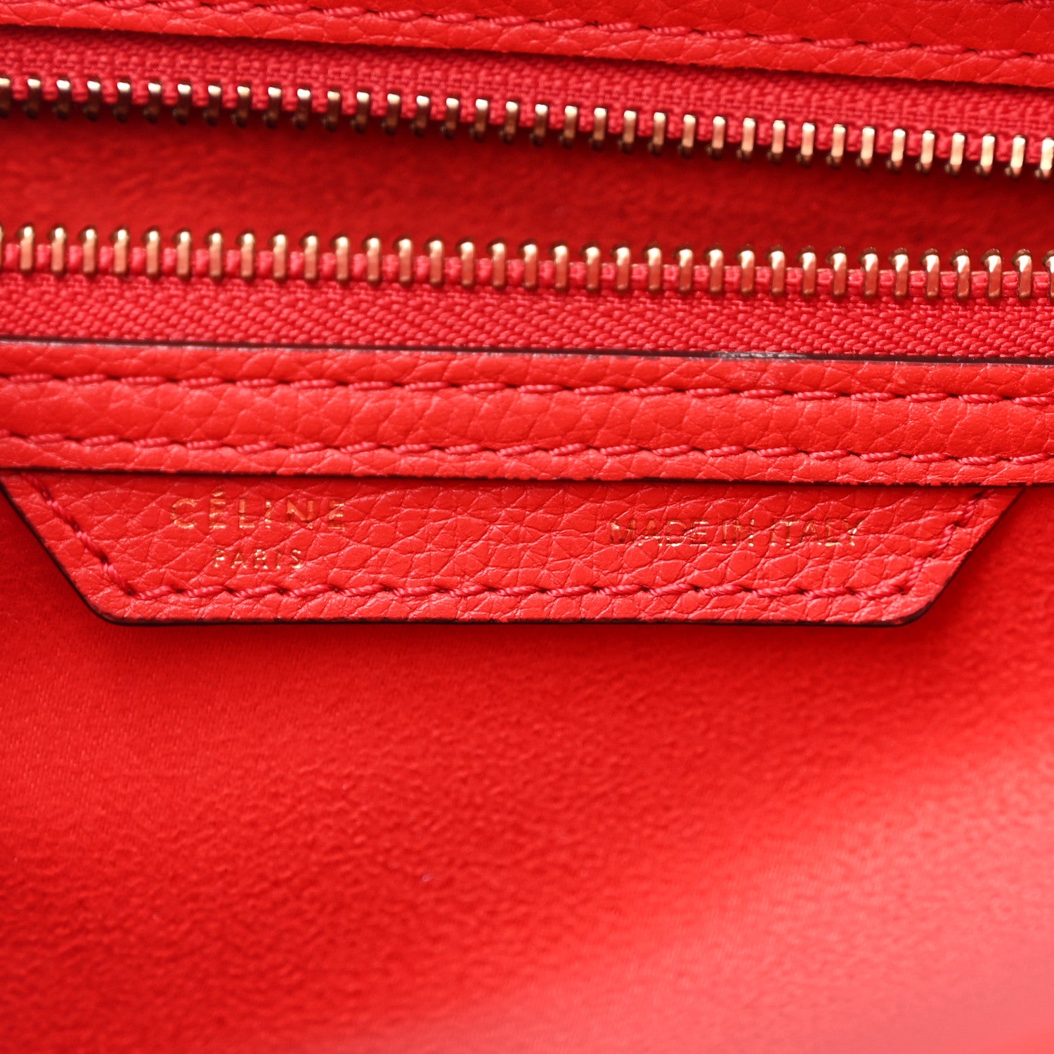 Celine Drummed Calfskin Mini Luggage Coquelicot 6 of 13