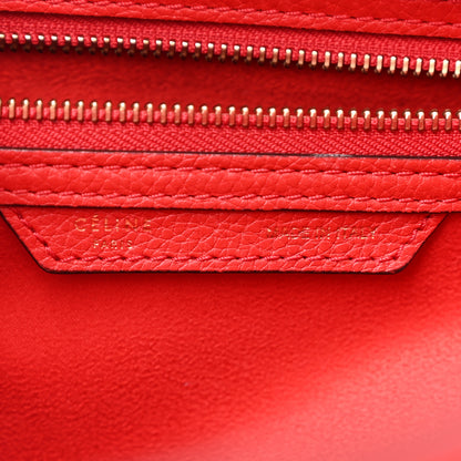 Celine Drummed Calfskin Mini Luggage Coquelicot 6 of 13