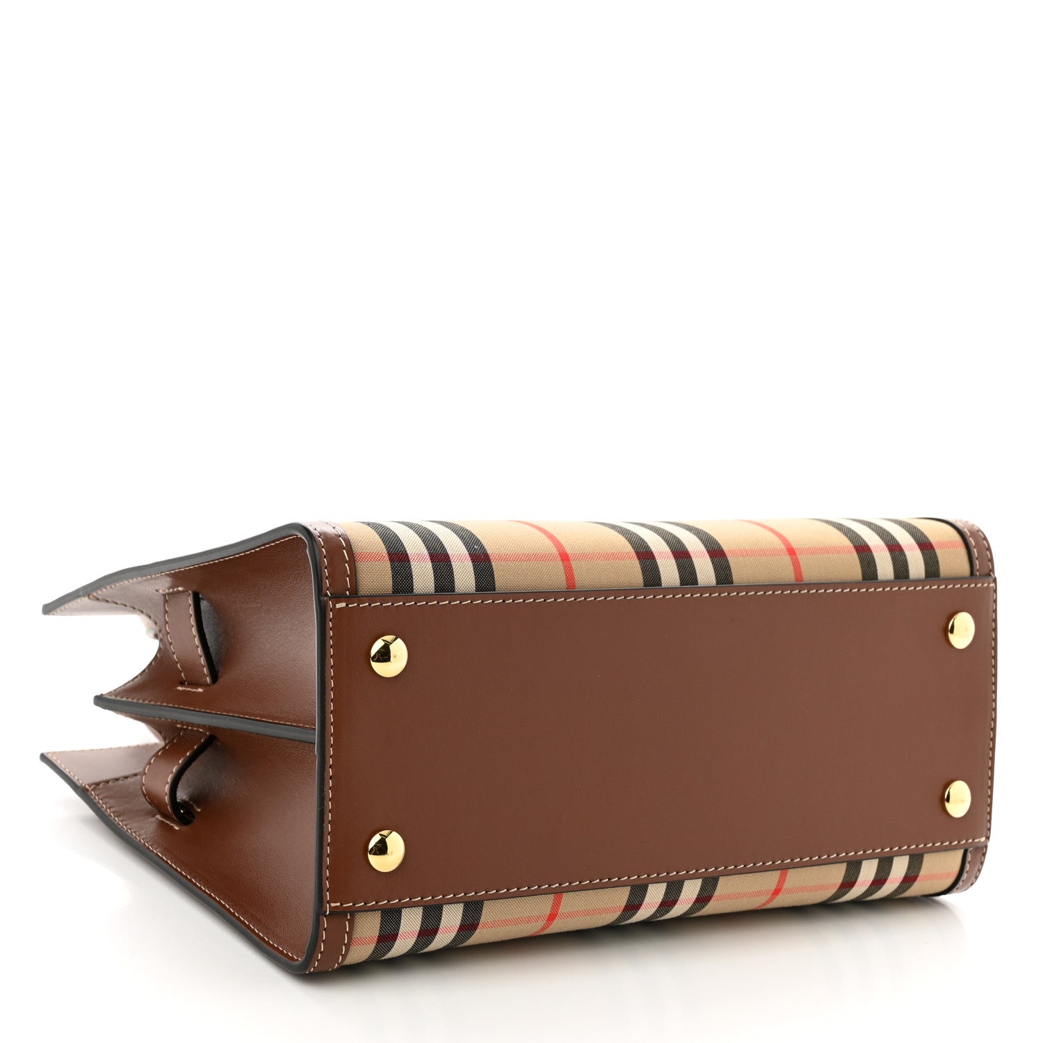 Burberry Calfskin Vintage Check Mini Two Handle Title Bag Archive Beige 4 of 9