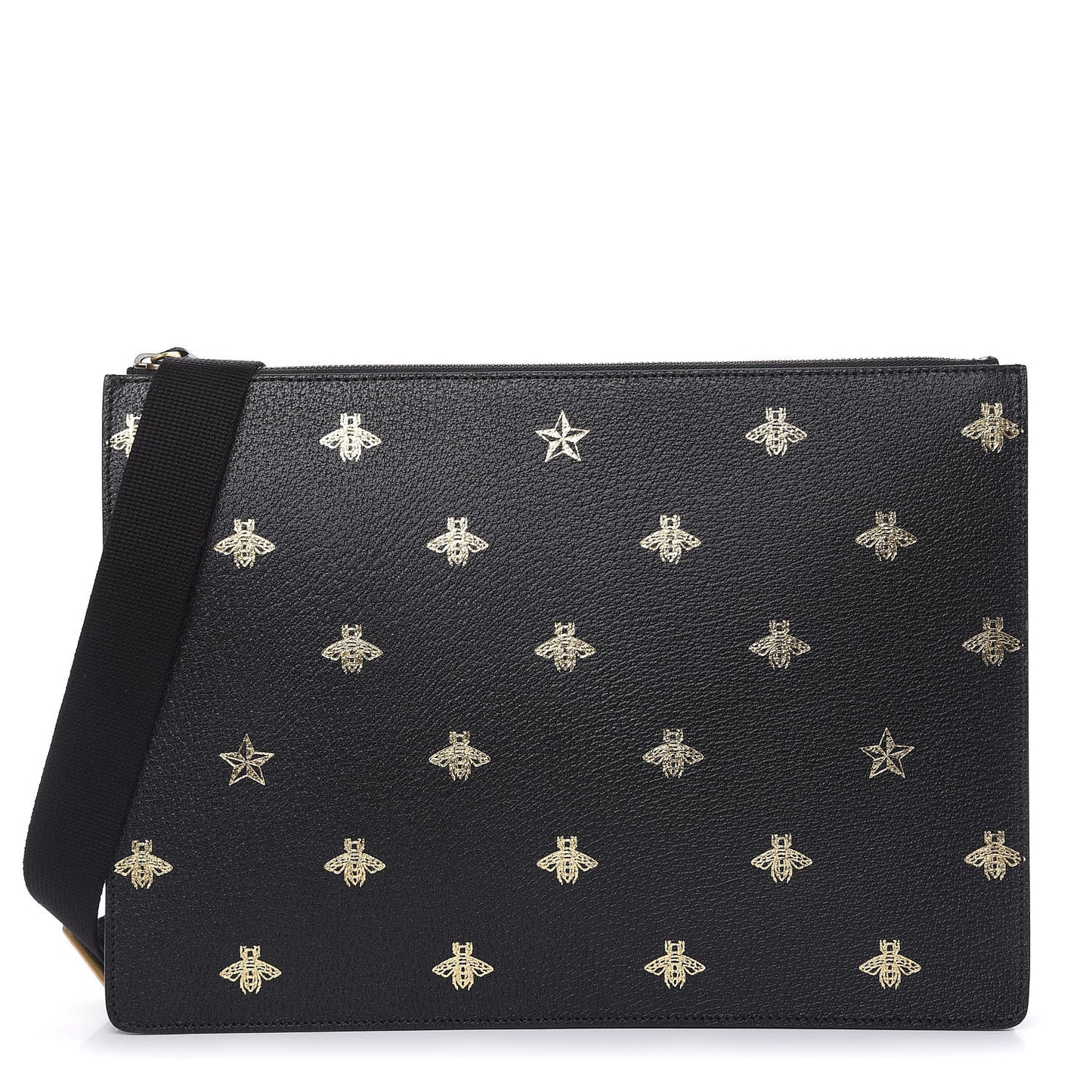 Grained Calfskin Bee Star Messenger Black