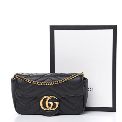Gucci Calfskin Matelasse Super Mini GG Marmont Shoulder Bag Black 13 of 13