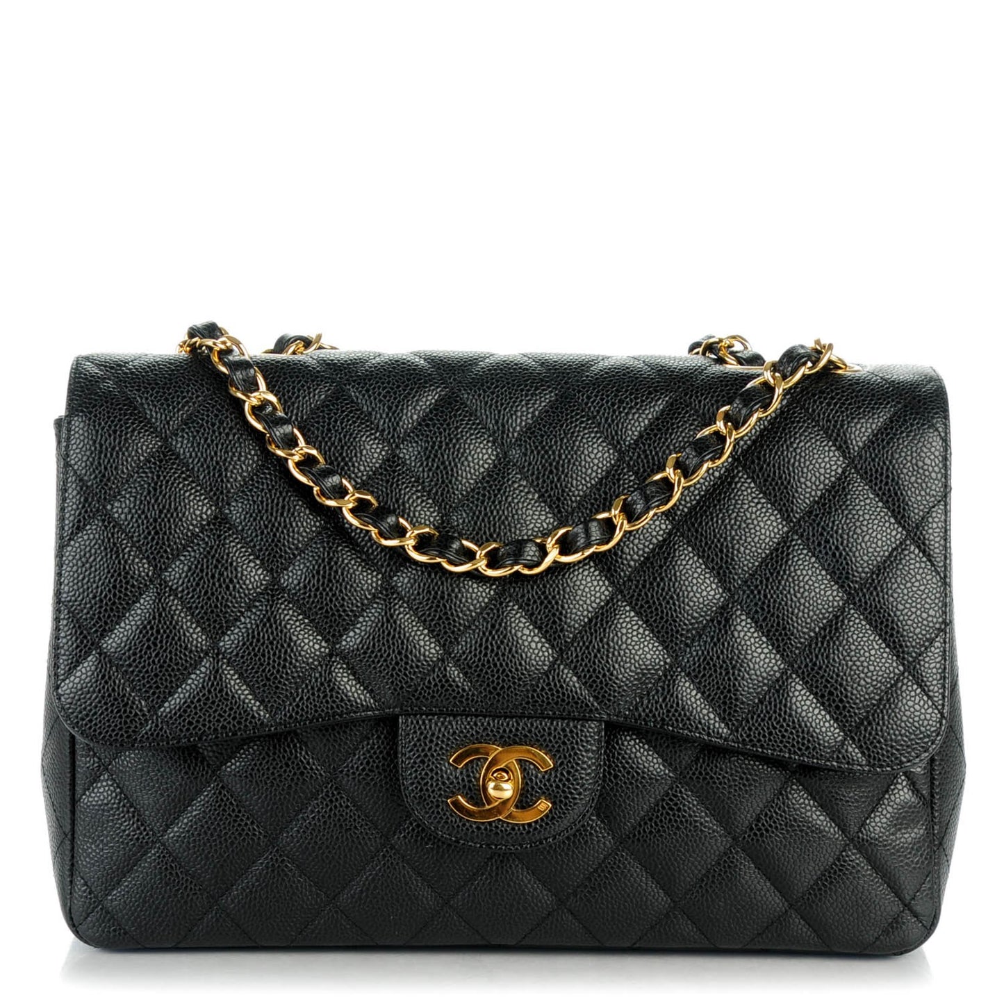 Caviar Quilted Jumbo Single Flap Black