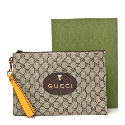 Gucci GG Supreme Monogram Neo Vintage Zip Wristlet Pouch Beige New Acero Crop 9 of 9