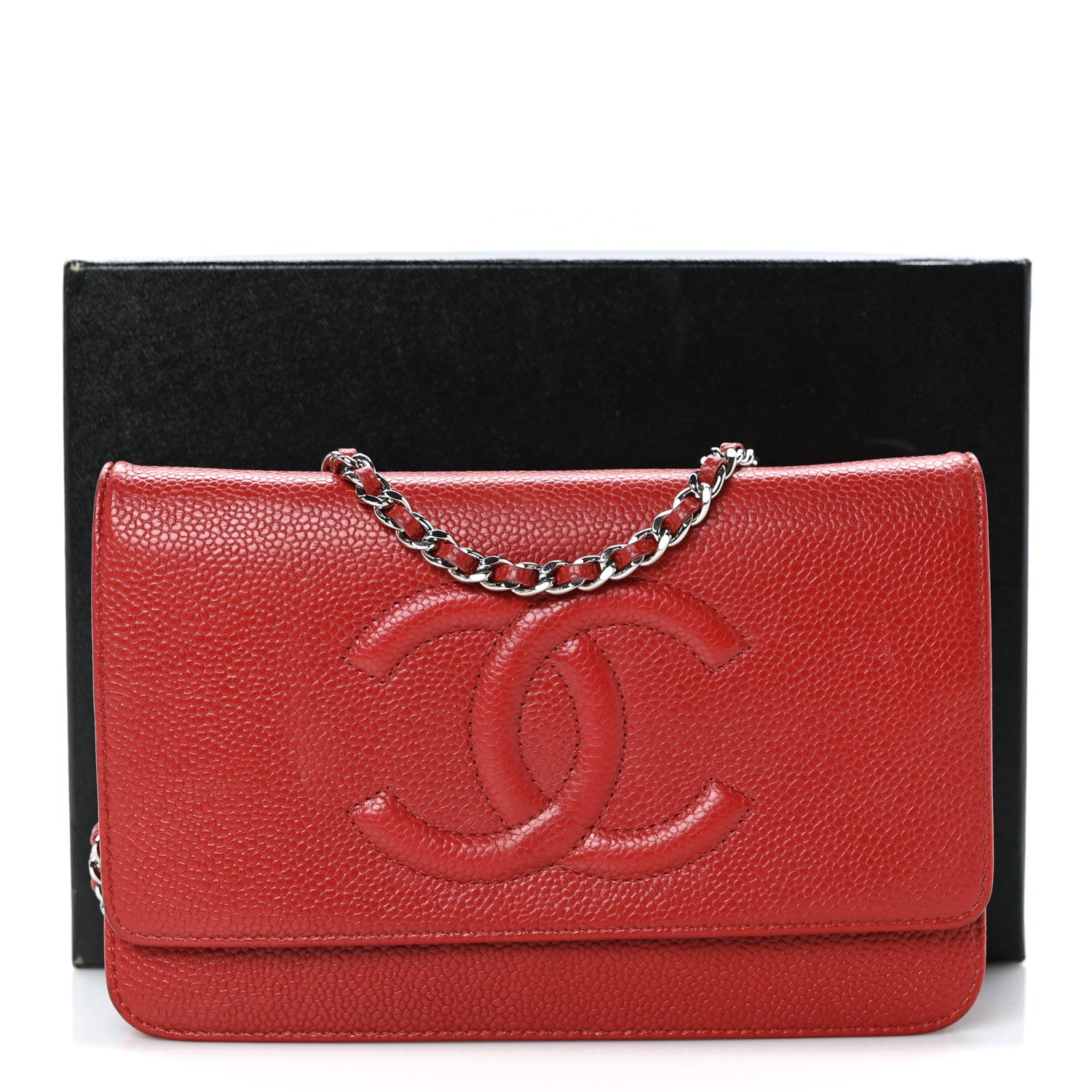 Chanel Caviar Timeless CC Wallet On Chain WOC Red 11 of 11