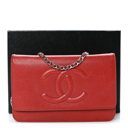 Chanel Caviar Timeless CC Wallet On Chain WOC Red 11 of 11